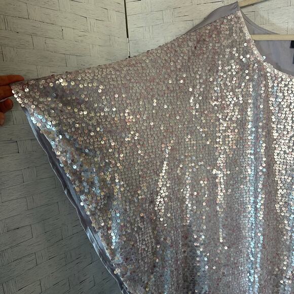 Lane Bryant women’s blouse sequins front poncho style lavender party plus size - Picture 3 of 8